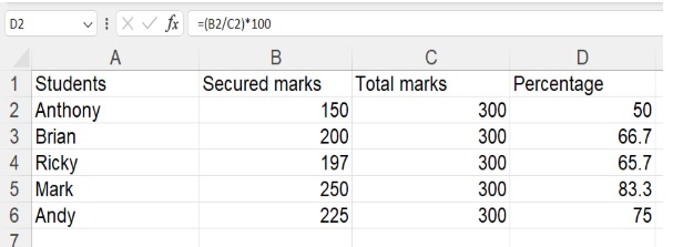 obtained percentage formula